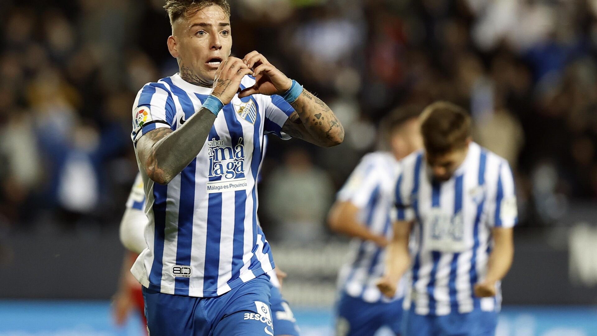 El delantero del Málaga Brandon Thomas autor del gol del equipo blanquiazul ante el Cartagena