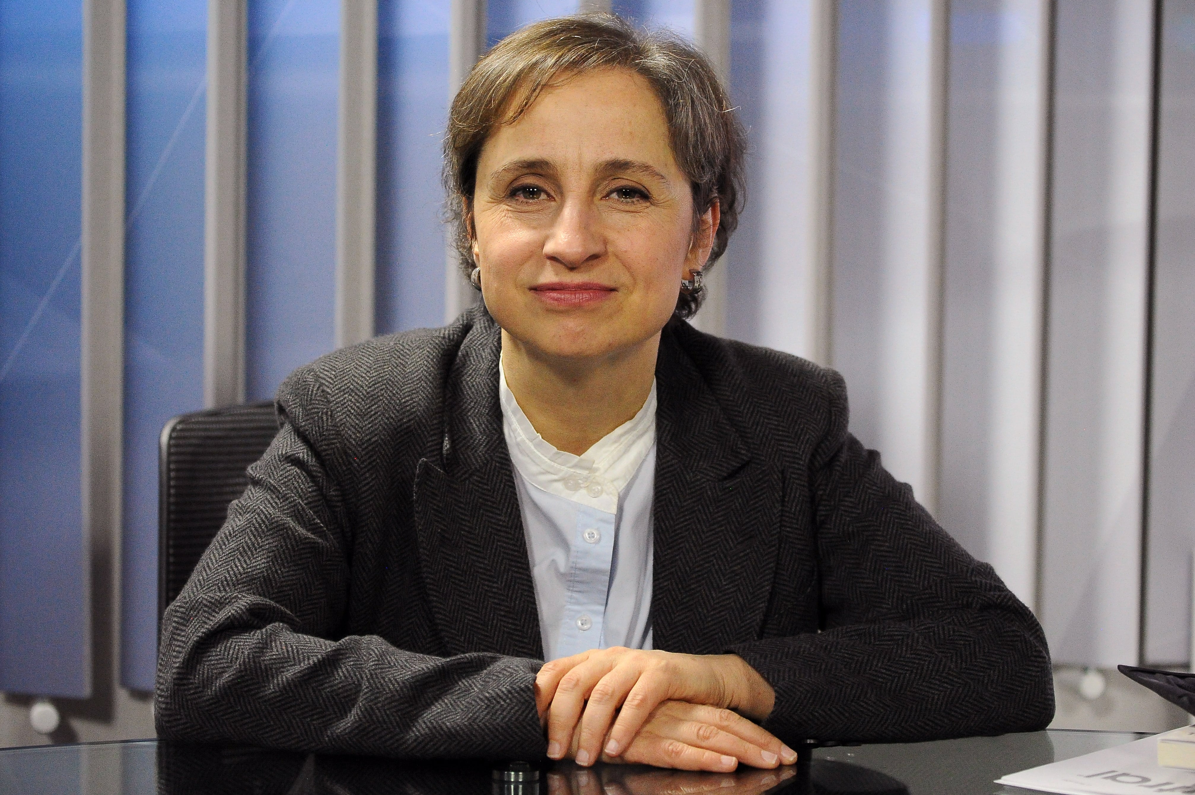 Mexican journalist Carmen Aristegui poses for photos during an interview with AFP about the New York Times article &quot;Using Texts as Lures, Government Spyware Targets Mexican Journalists and Their Families&quot;, in Mexico City on June 22, 2017. - Mexican prosecutors said Wednesday they have opened an investigation into allegations the government spied on leading journalists, human rights activists and anti-corruption campaigners. (Photo by BERNARDO MONTOYA / AFP) (Photo by BERNARDO MONTOYA/AFP via Getty Images)