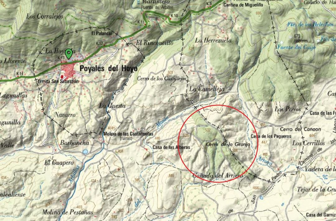 Mapa de localización aproximada del incendio