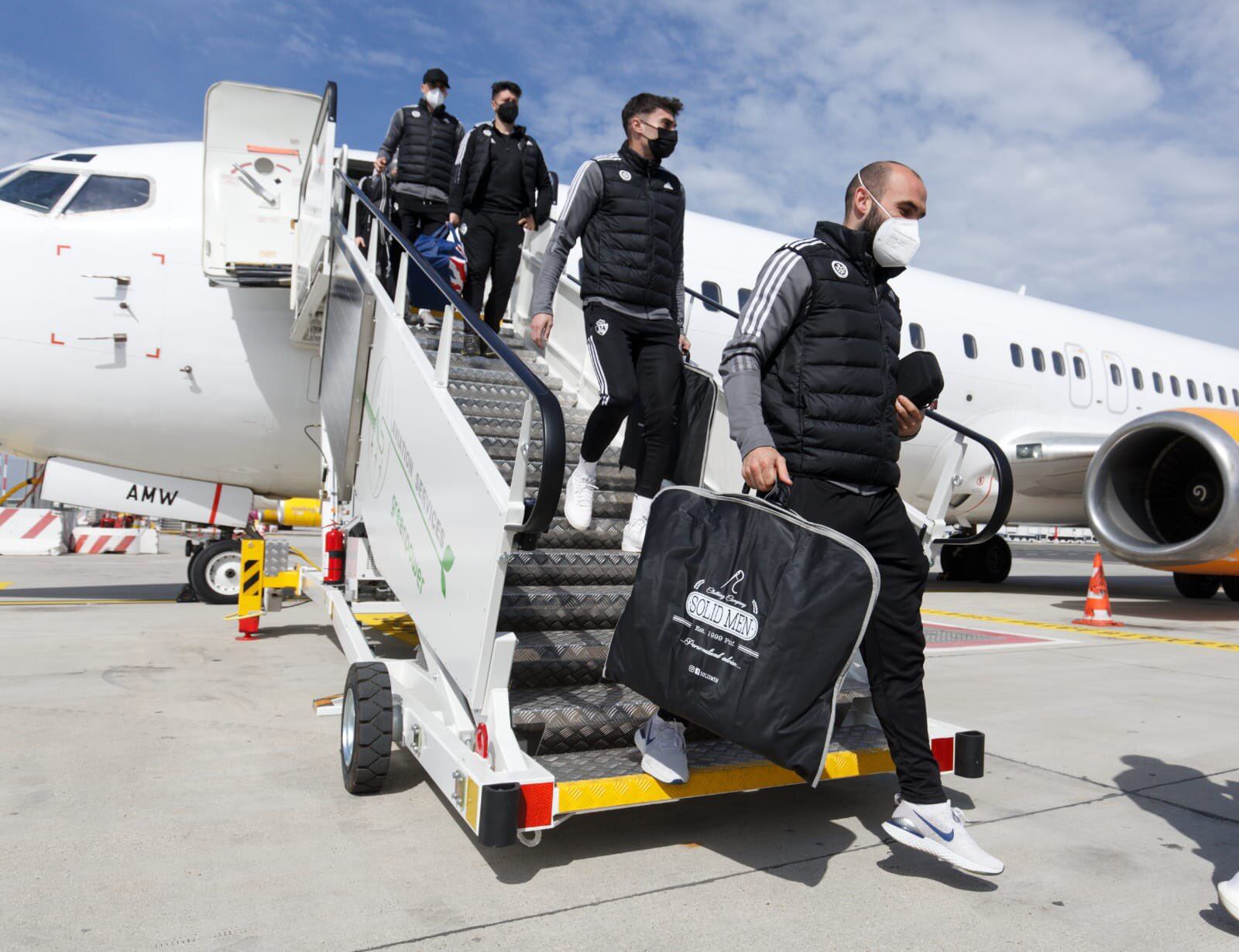 Los jugadores a su llegada