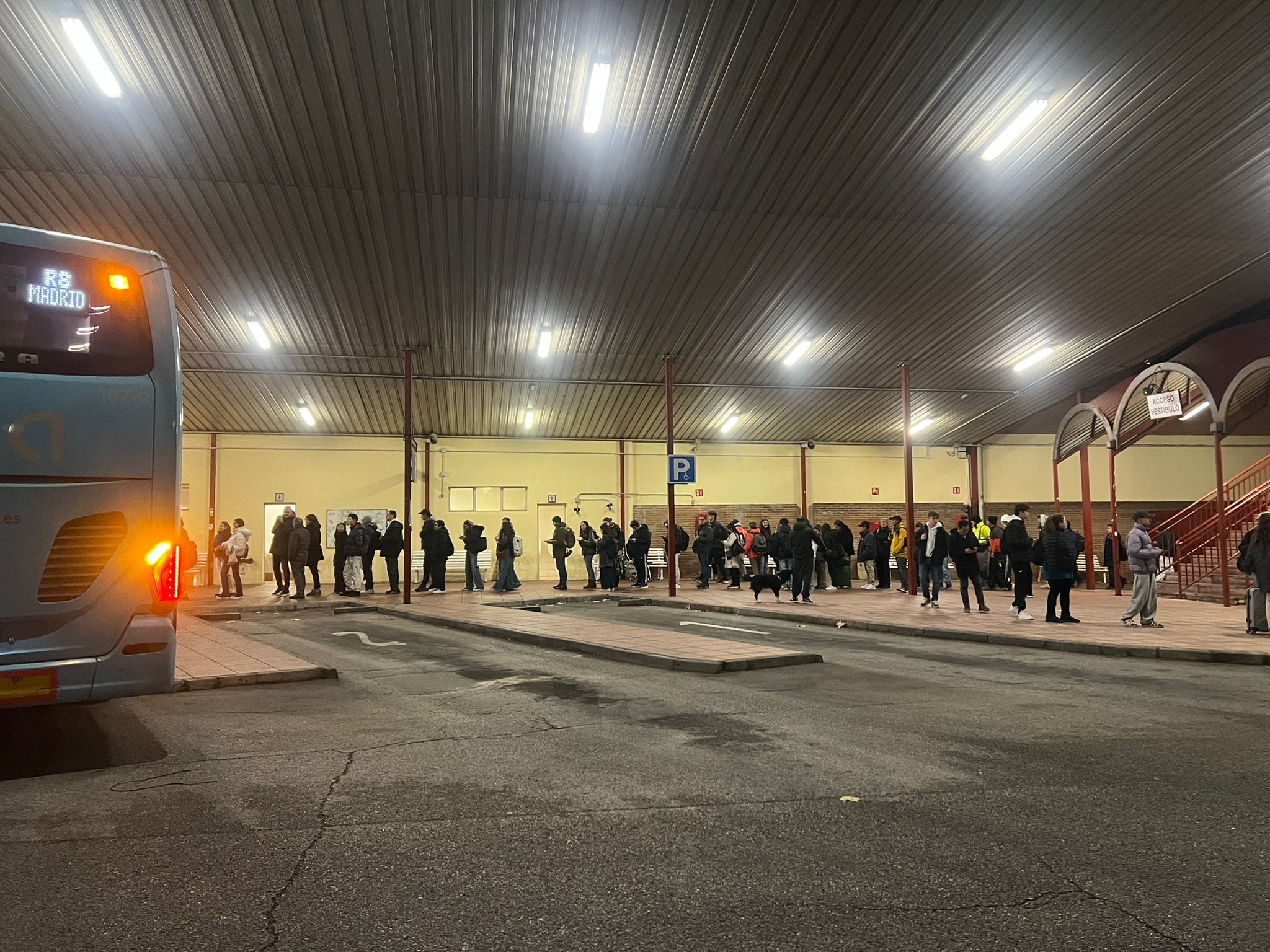 Cola este lunes en Guadalajara para coger el autobús hacia Madrid