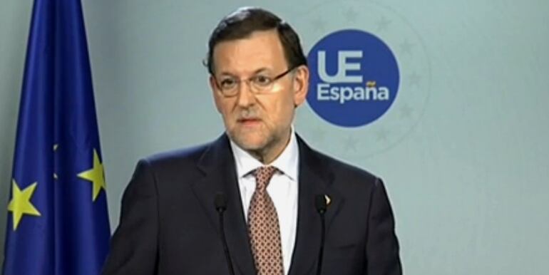 El presidente del Gobierno español, Mariano Rajoy, durante la rueda de prensa posterior al Consejo Europeo