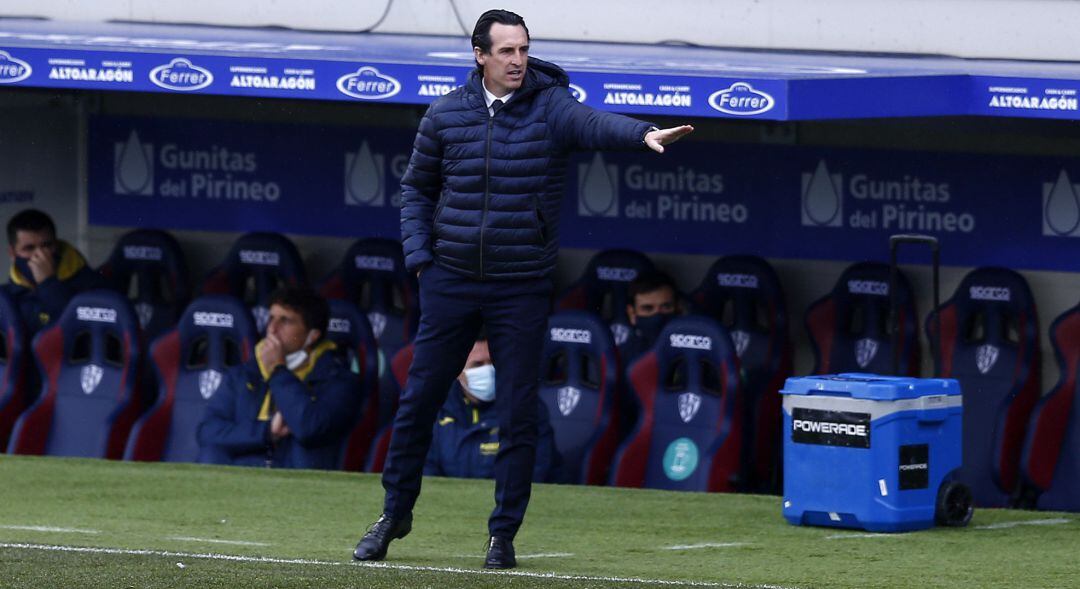 Unai Emery durante un partido con su actual club, el Villarreal