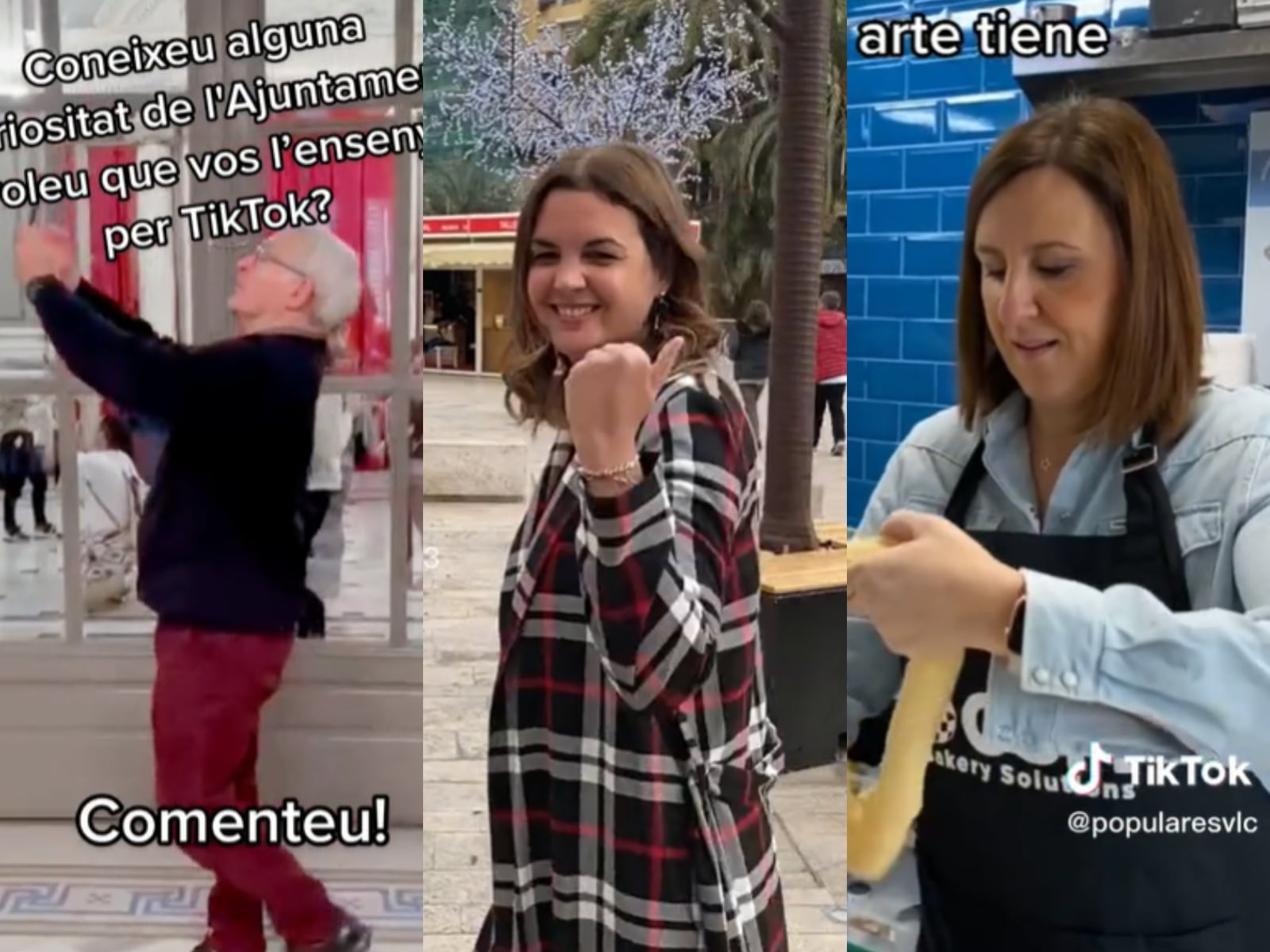 Vídeos en las cuentas de Tiktok de Joan Ribó, Sandra Gómez y el PP de València, donde sale María José Catalá.