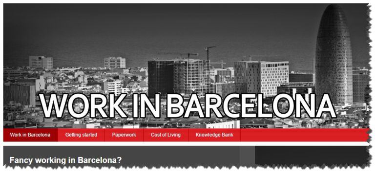 Capçalera d'una web que gestiona treballar a Barcelona