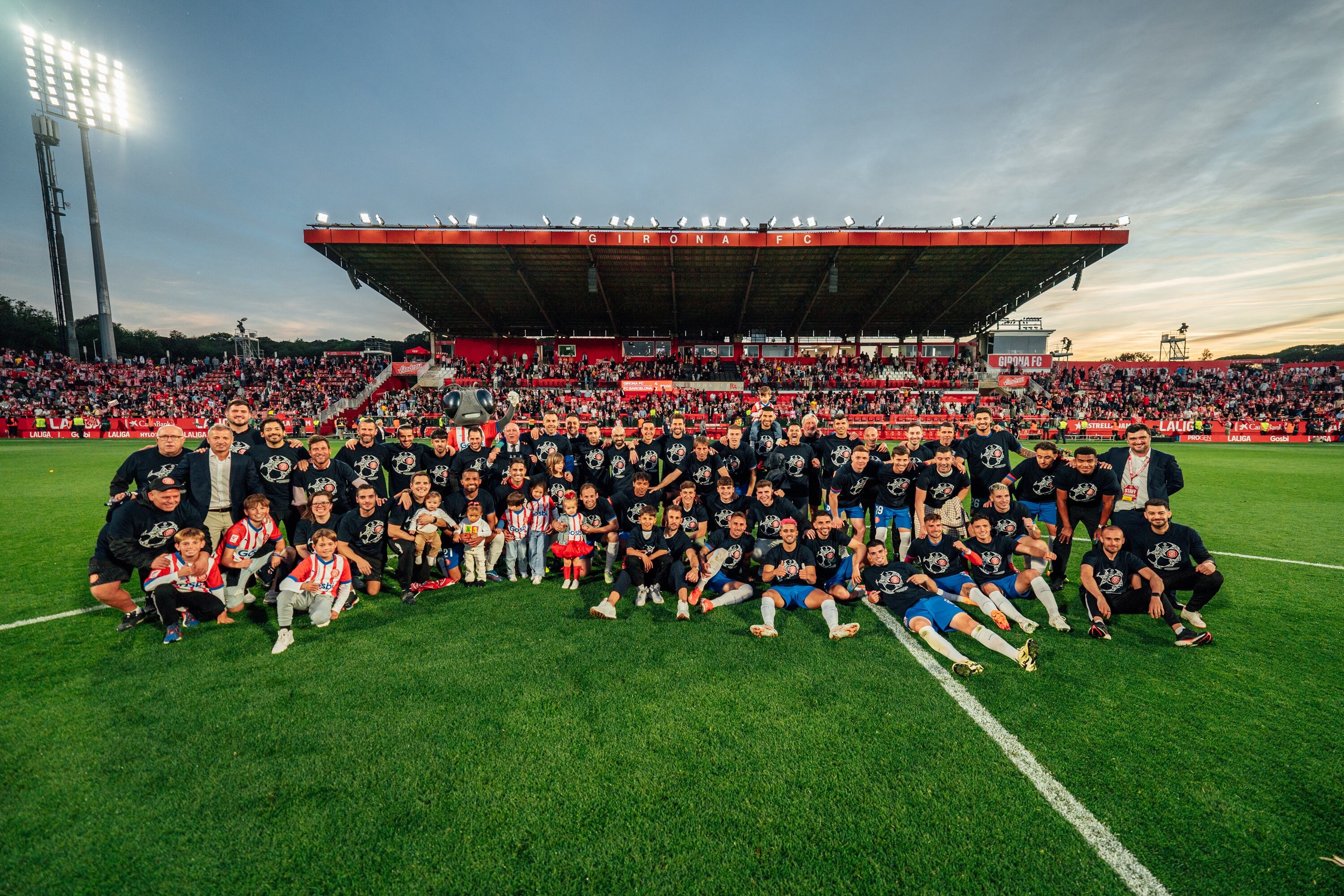 El Girona celebra su clasificación a la Champions