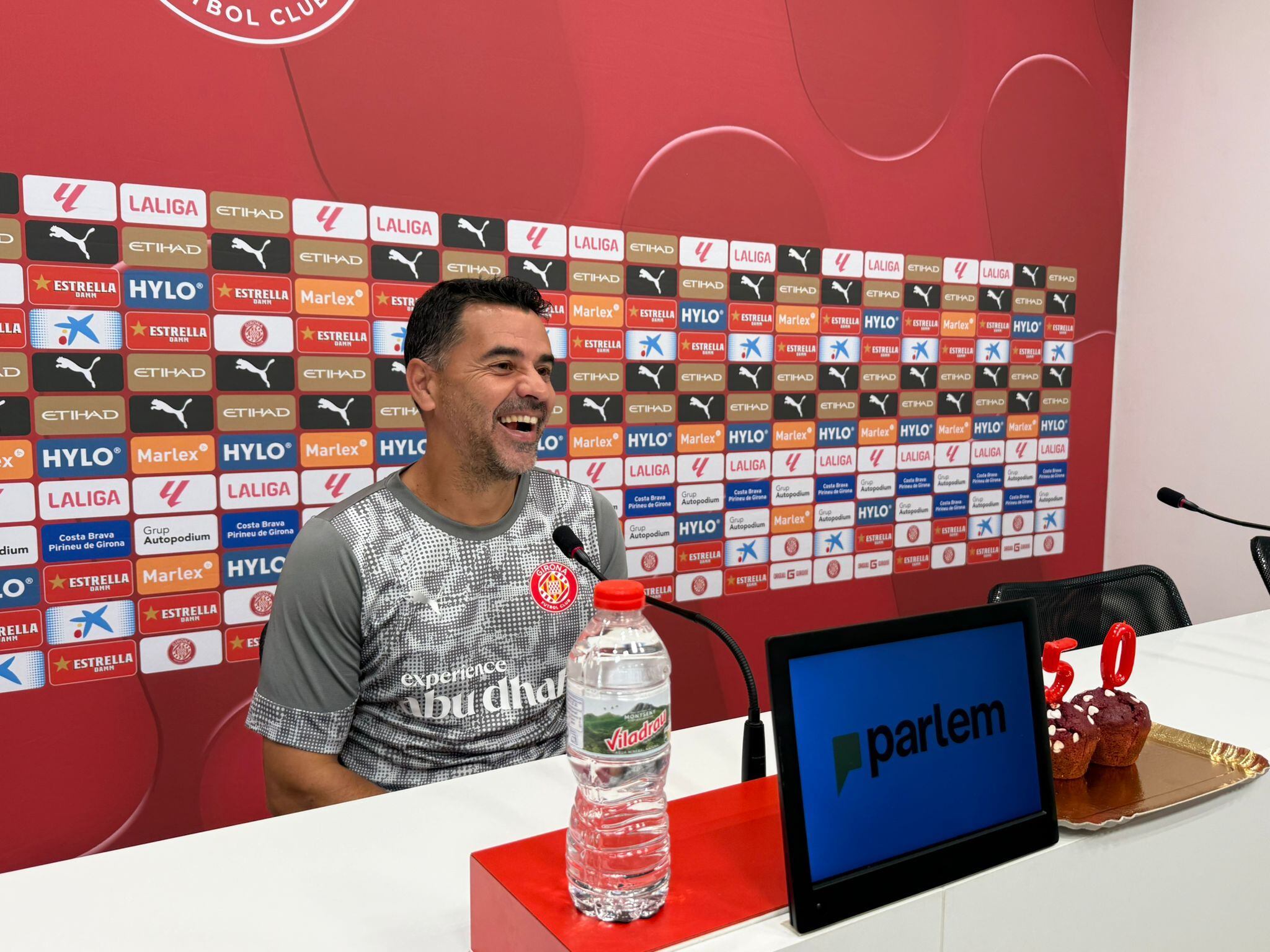 Míchel Sánchez a la roda de premsa prèvia al partit del Getafe.