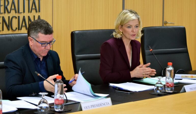 La consellera Gabriela Bravo, durante la reunión de la Mesa General de Negociación de Personal de la Administración de la Generalitat