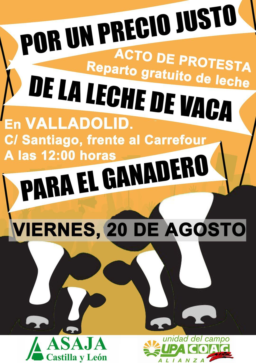 Protesta opr un precio justo de la leche de vaca