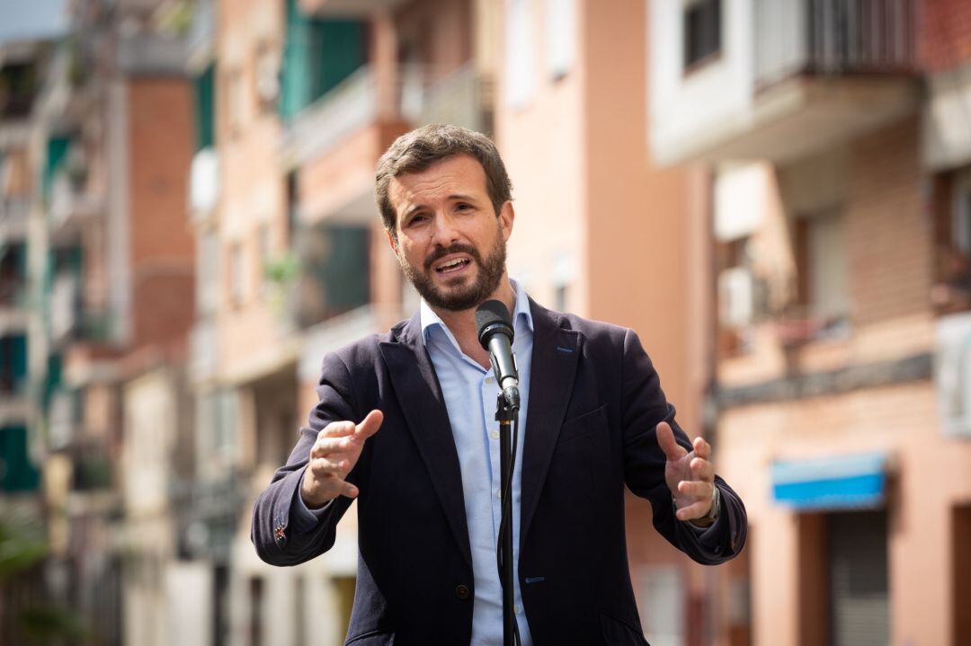 El presidente del Partido Popular, Pablo Casado, este jueves.