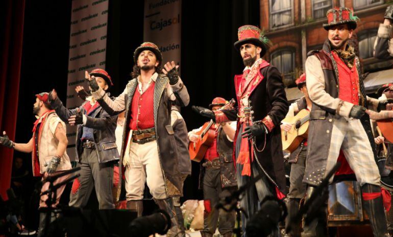 La comparsa Los mafiosos, en su pase de cuartos de final