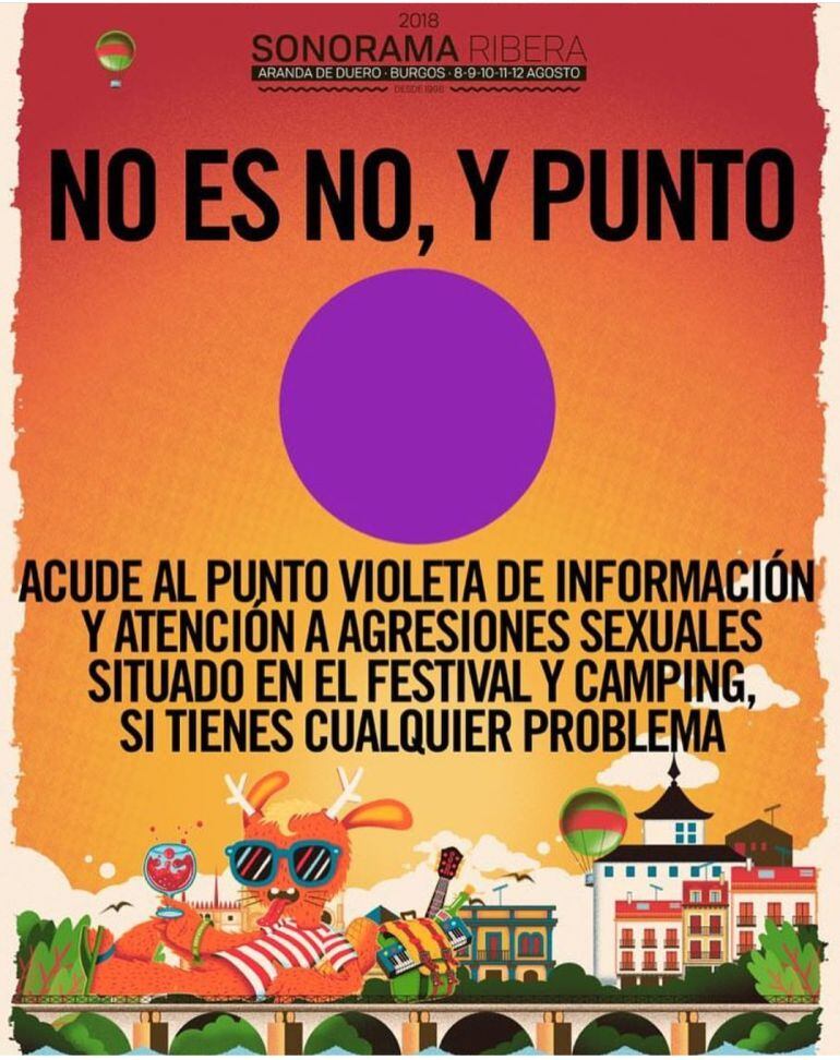 Cartel de los Puntos Violeta en Sonorama Ribera