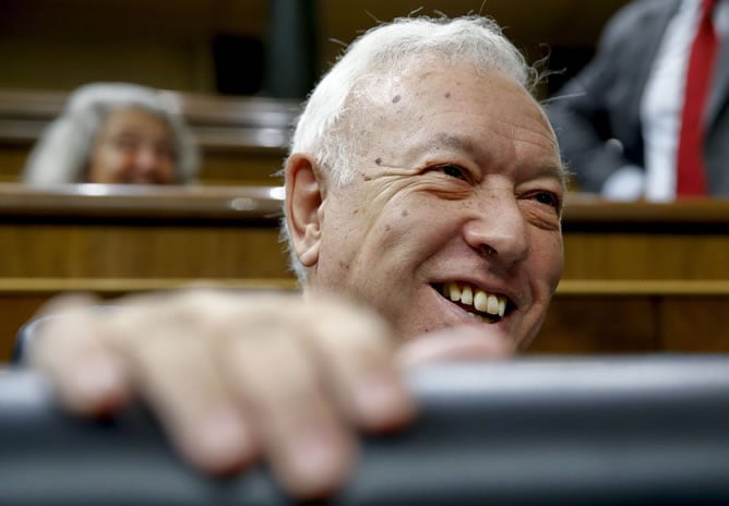 El ministro de Asuntos Exteriores y de Cooperación, José Manuel García-Margallo, en el pleno del Congreso de los Diputados