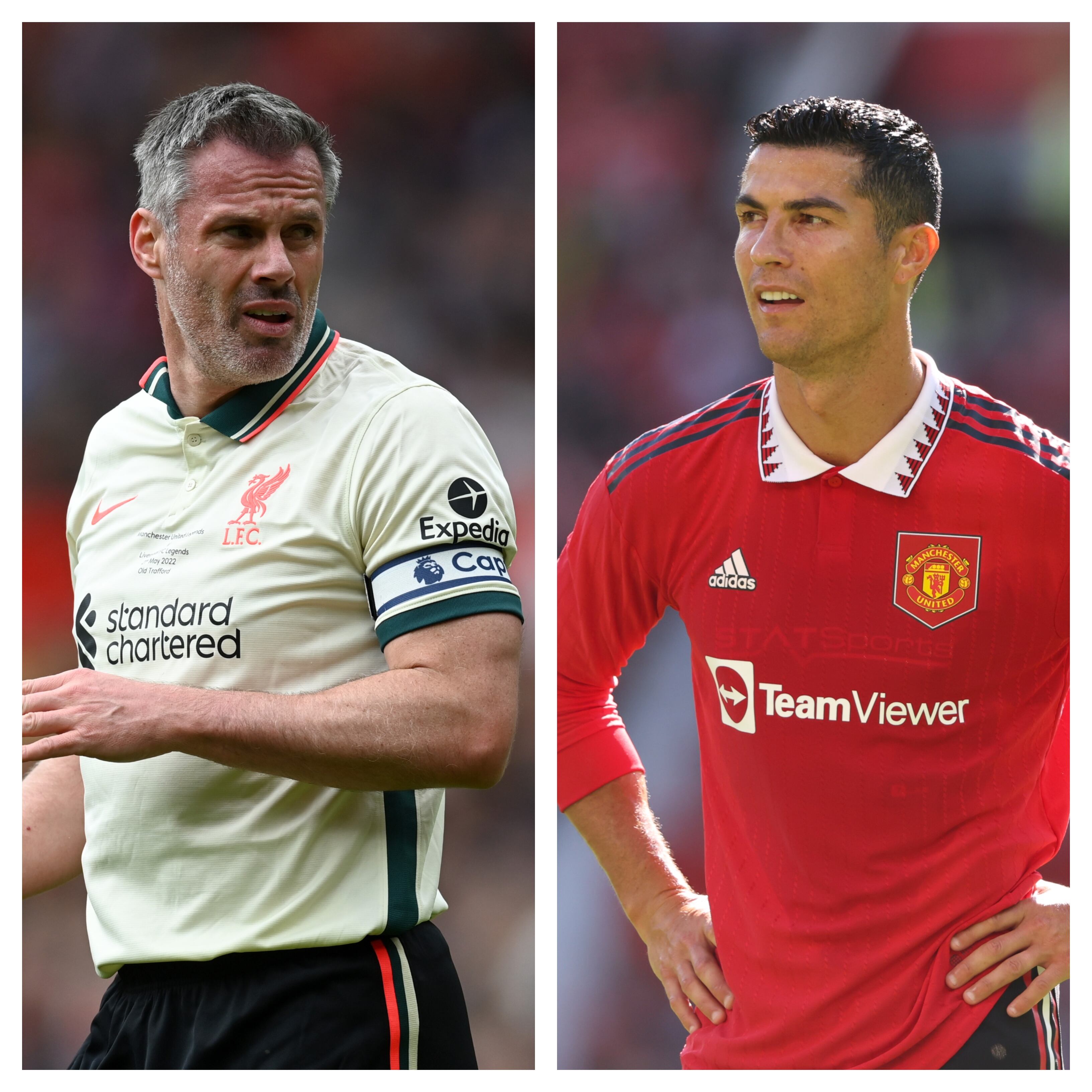 Collage de Jamie Carragher y Cristiano Ronaldo