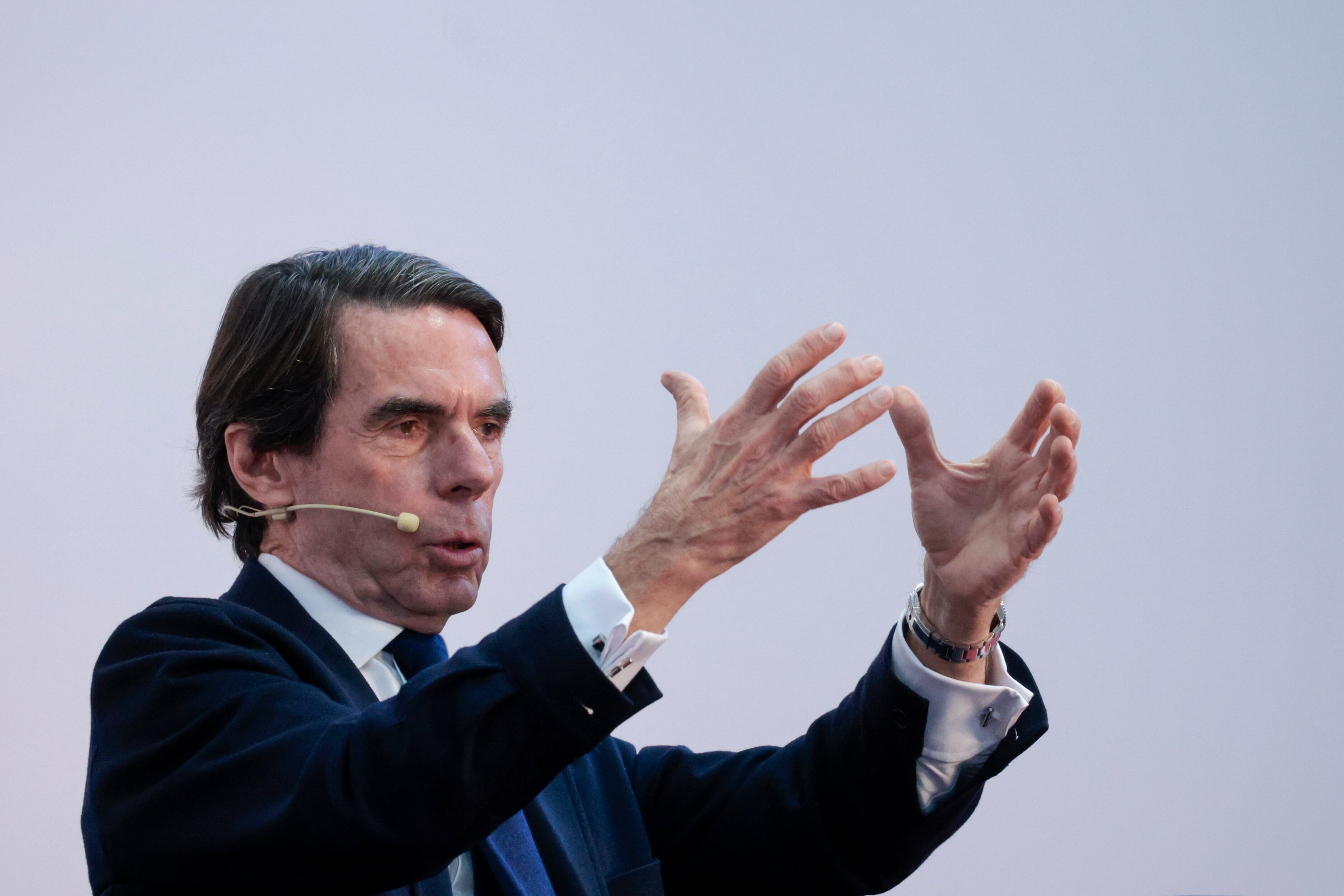 El expresidente del Gobierno José María Aznar, durante su intervención en la asamblea general de la Asociación Valenciana de Empresarios (AVE) que se celebra este miércoles