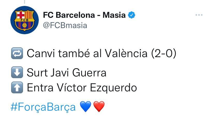 Publicación del Barça en redes sociales anunciando la entrada de Esquerdo