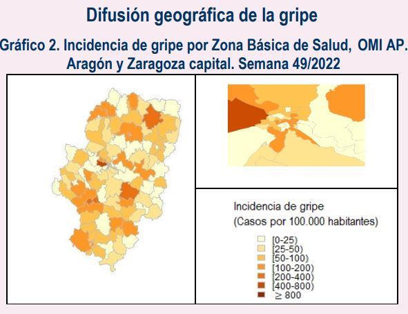 Difusión geográfica de la gripe esta última semana