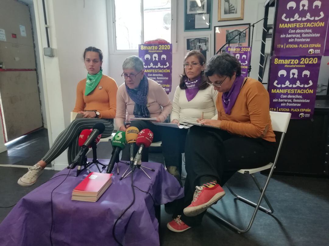 Voceras de la Comisión 8M Madrid durante la rueda de prensa para presentar la manifestación de este año. 