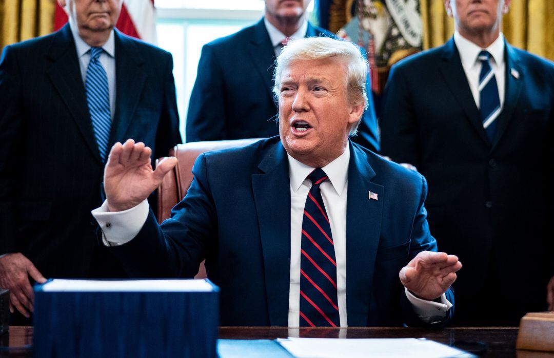 El presidente de Estados Unidos, Donald Trump, en el despacho oval de la Casa Blanca el pasado 27 de marzo.