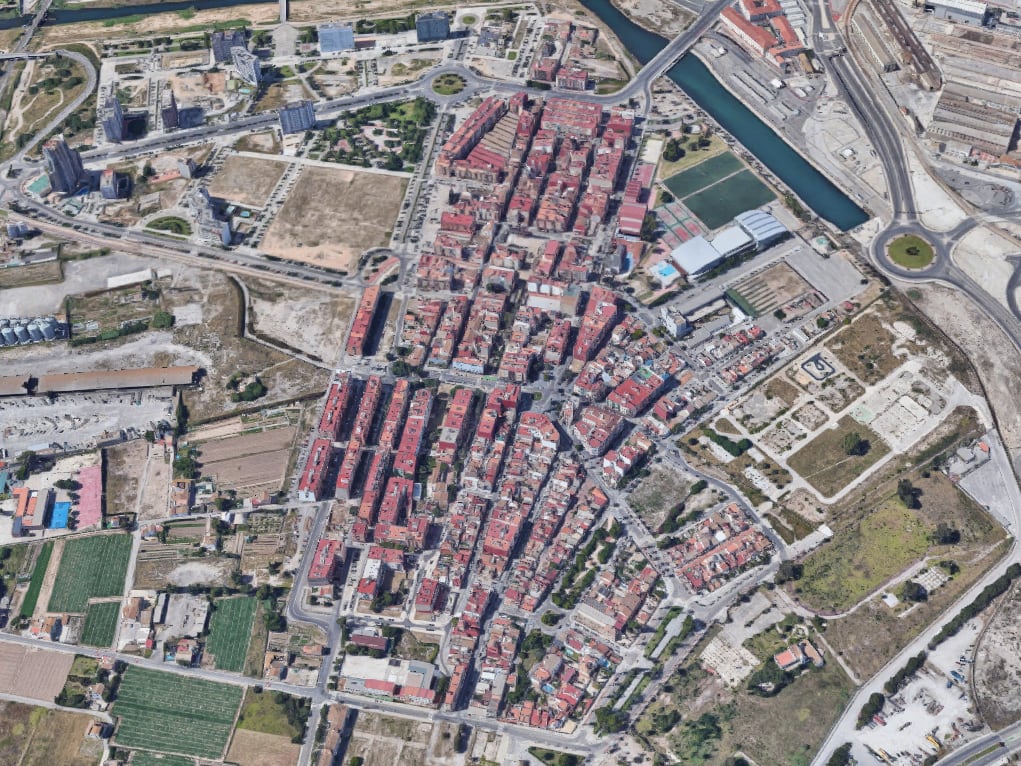 Vista aérea del barrio de Nazaret (València)