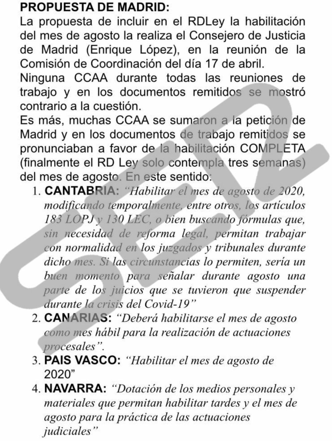 Las actas de la reunión a la que ha tenido acceso la Cadena SER.