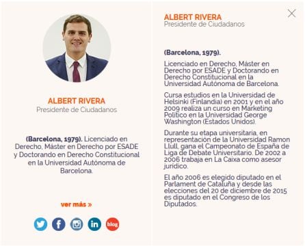 Esto es lo que recoge la web de Ciudadanos sin la corrección