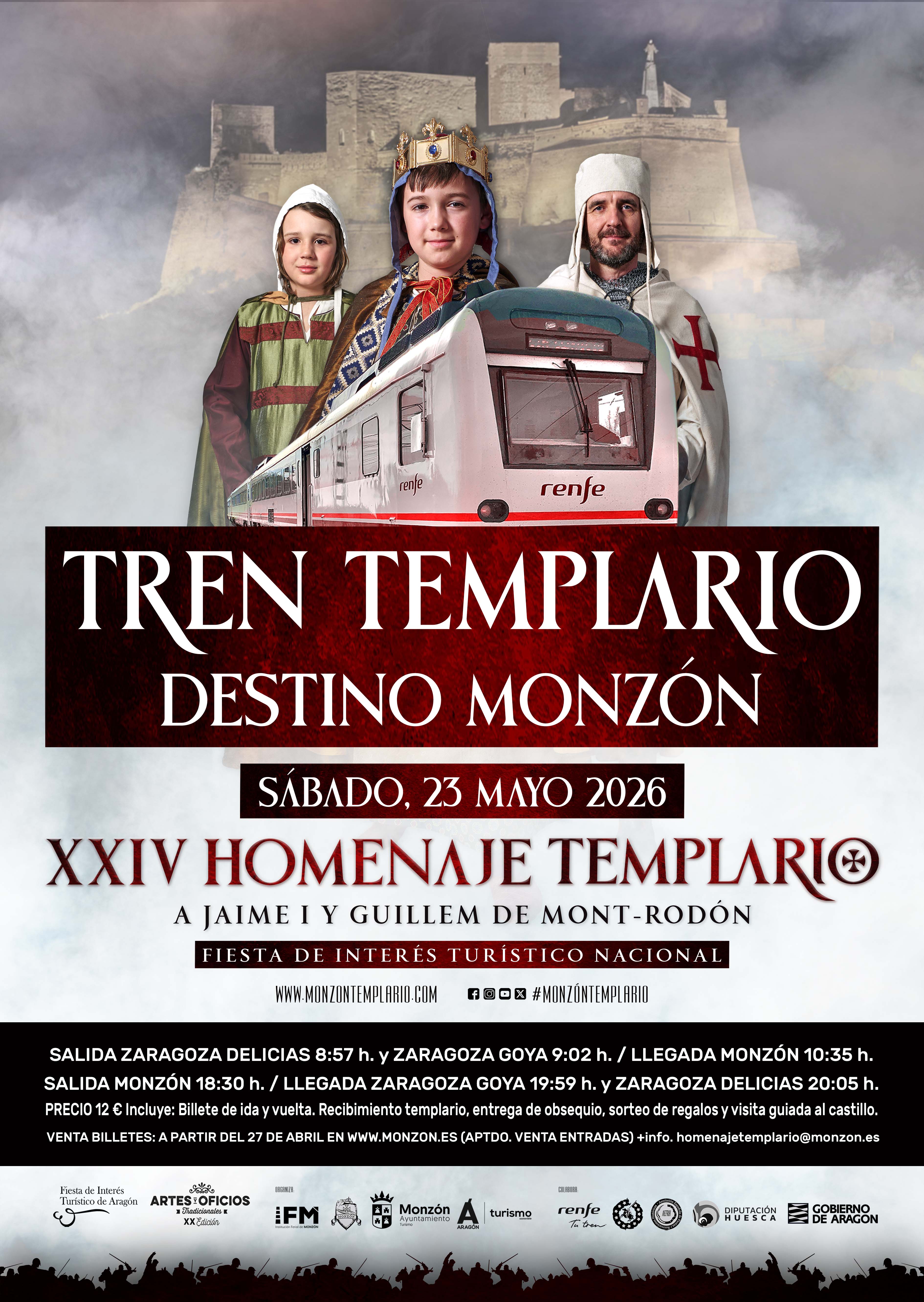 Monzón y Renfe ponen en marcha el Tren Templario para el Homenaje Templario 2026
