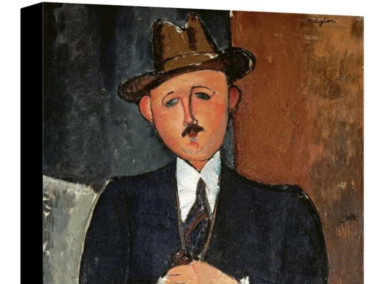 La obra &#039;Hombre sentado con bastón&#039; del pintor italiano Modigliani.