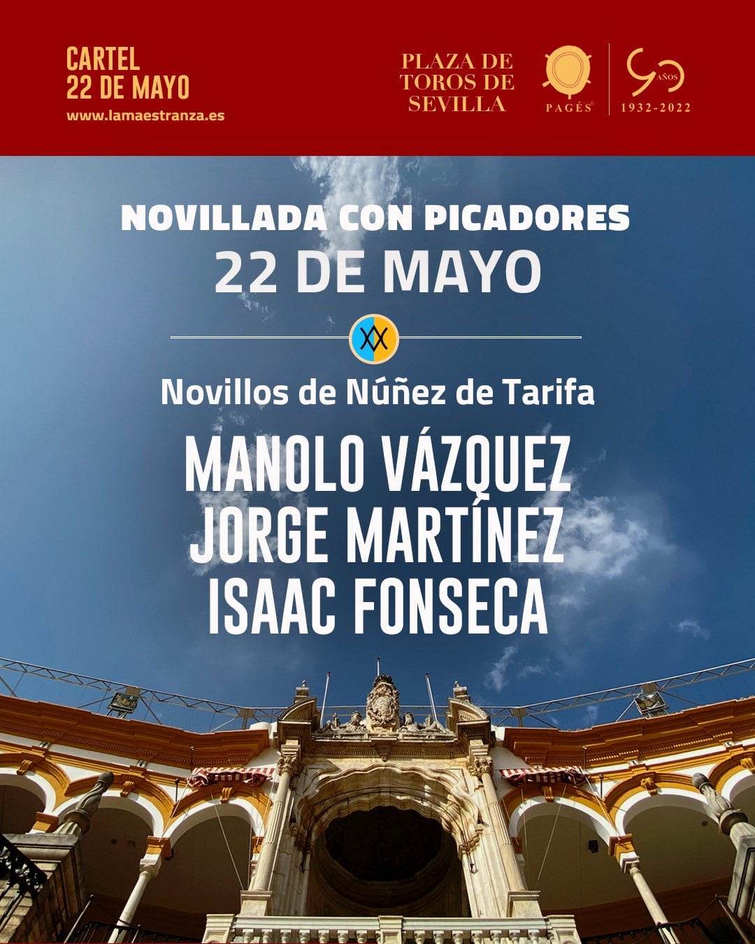 Cartel de la novillada de este domingo en la plaza de toros de Sevilla