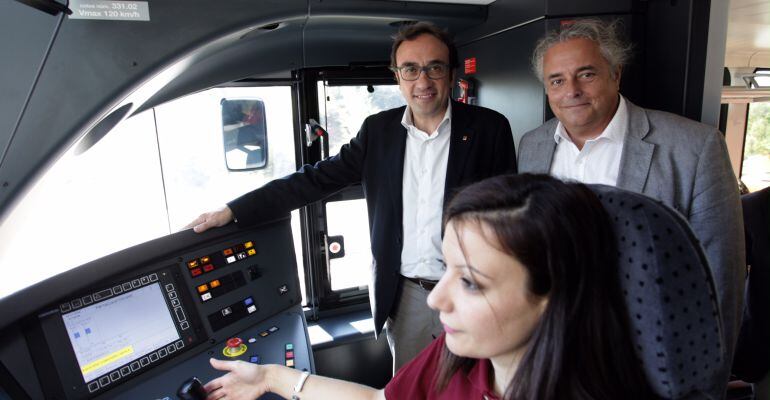 El conseller de Territori, Josep Rull i el president dde FCG, Enric Ticó.