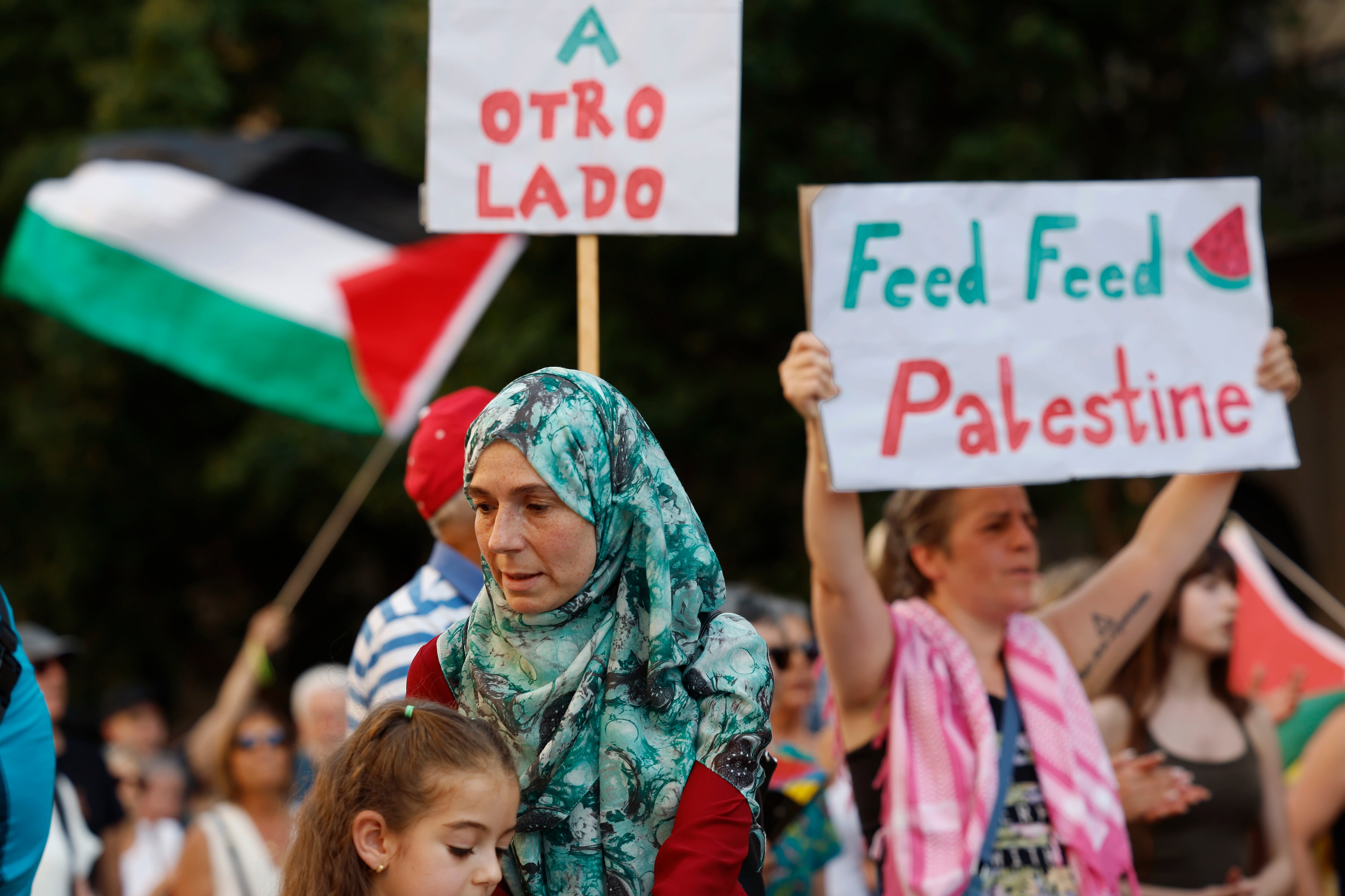 Manifestación en Pamplona de apoyo al pueblo palestino ante el genocidio de Israel. EFE/ Jesús Diges