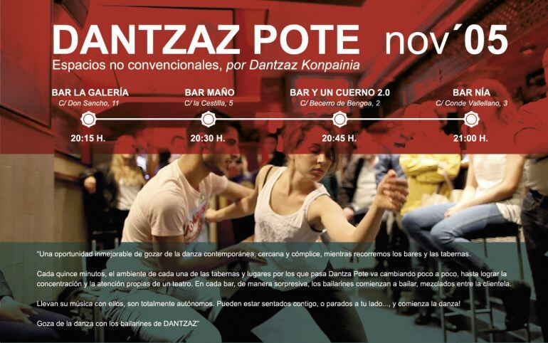 Cartel de la iniciativa que lleva la danza a los bares.