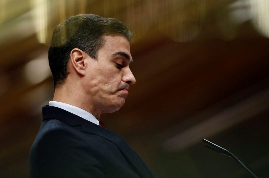 Pedro Sánchez en la tribuna del Congreso.