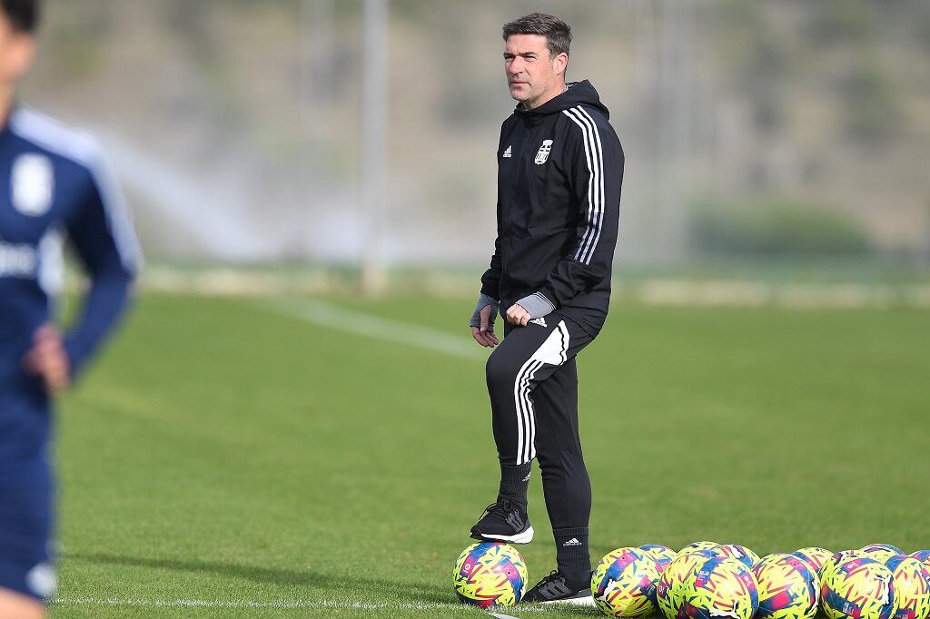 Luis Carrión, durante uno de los entrenamientos del Cartagena