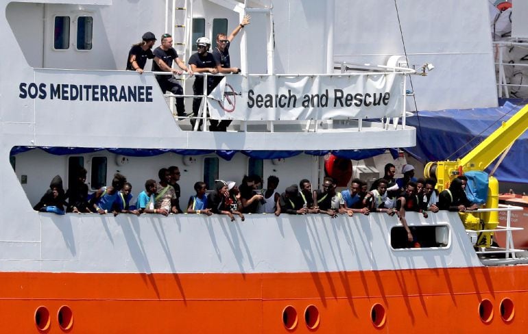 El barco, ayer a su llegada a Malta.