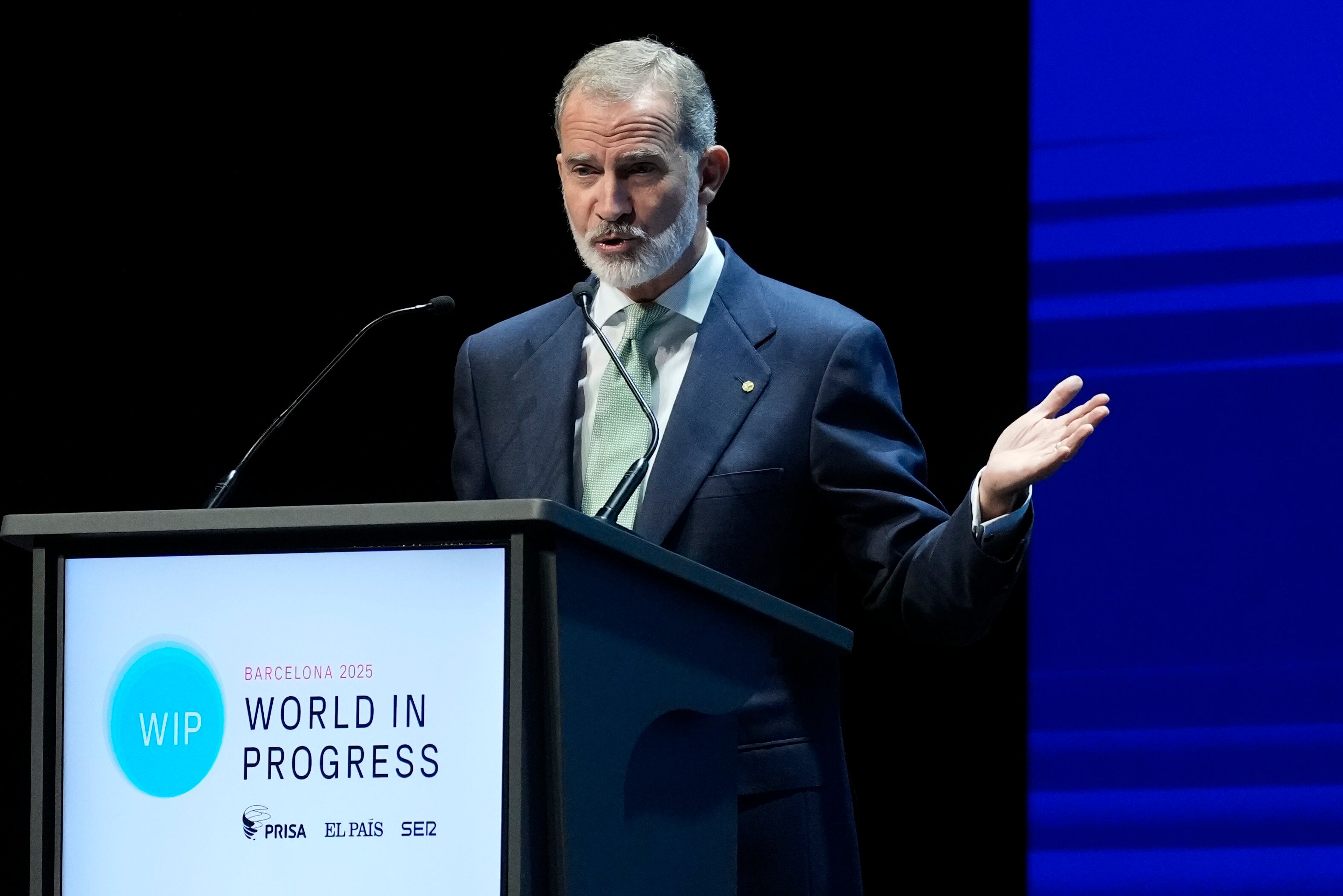 El rey Felip VI durant la seva intervenció a la segona jornada del Fòrum World in Progress