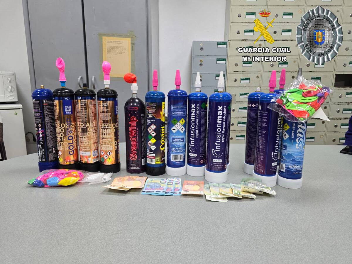 Ocho detenidos por vender gas de la risa durante una operación policial en Sant Antoni