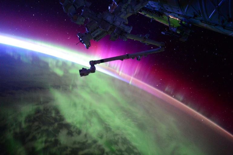 La aurora boreal desde la Estación Espacial Internacional