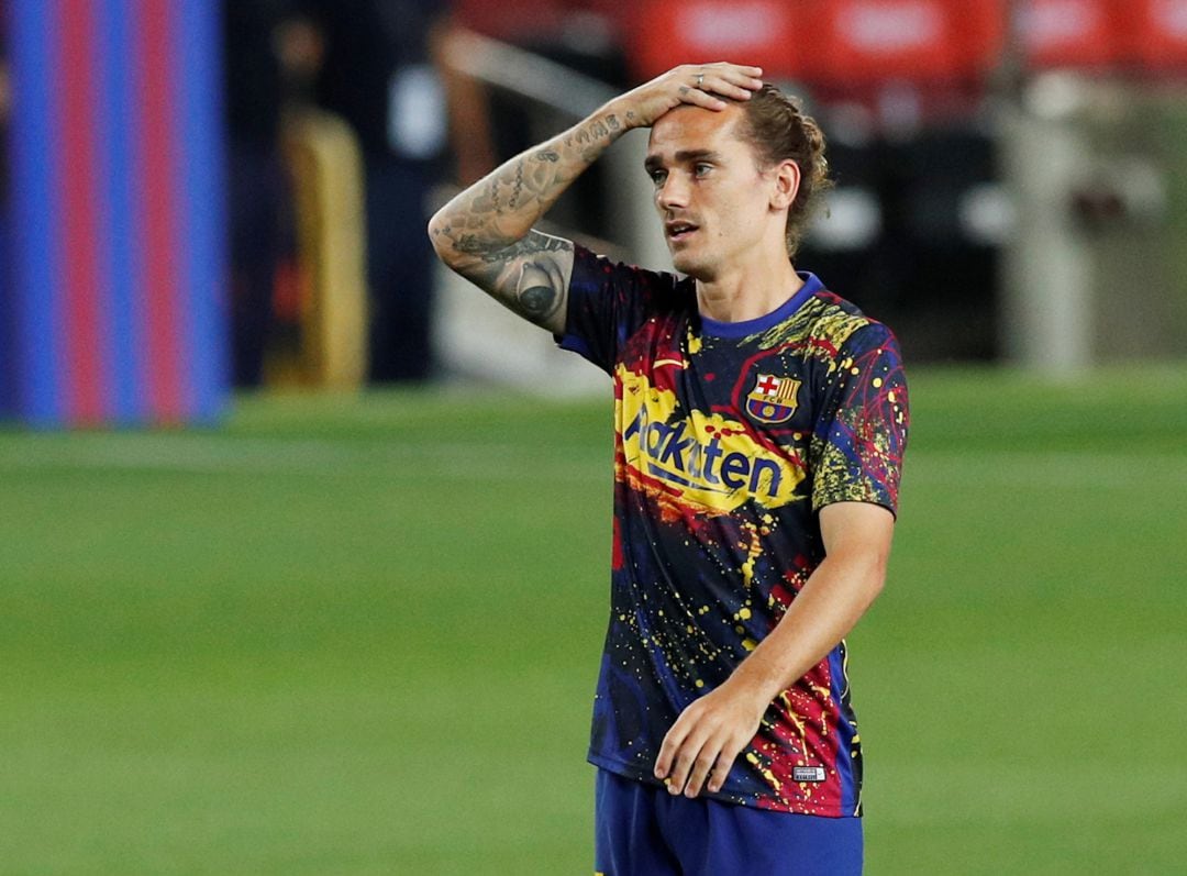 Griezmann, antes del partido contra el Atlético. 