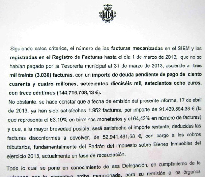 El documento del interventor evidencia que se siguen pagando facturas tarde