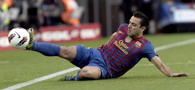 Xavi, durante el partido de Champions ante el Chelsea
