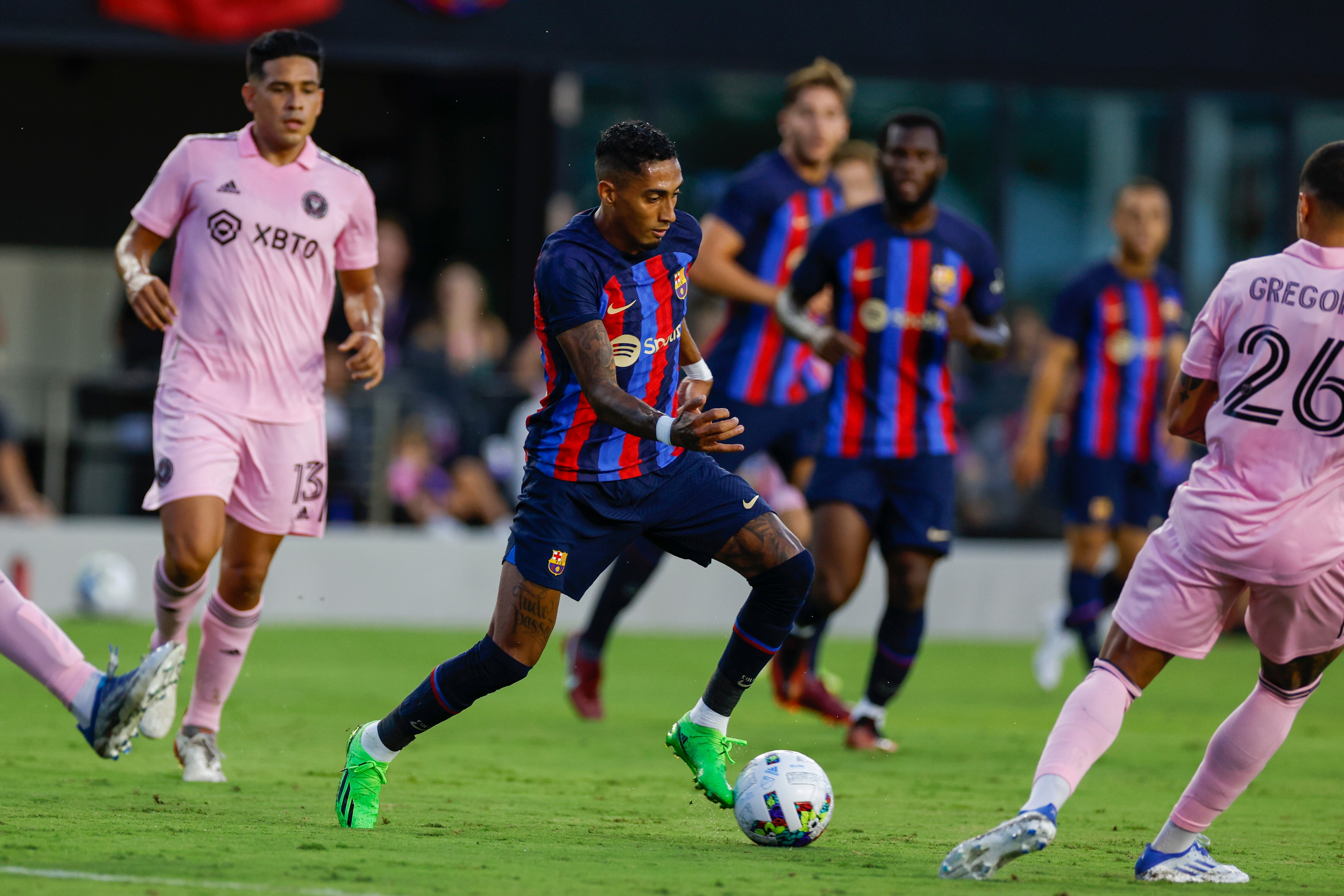 Raphinha, en su debut con el Barcelona ante el Inter de Miami