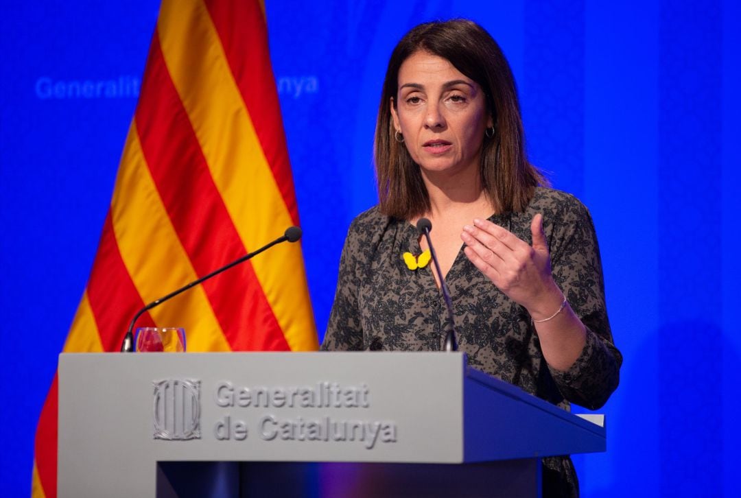 La consellera de Presidencia y portavoz del Govern, Meritxell Budó, ofrece una rueda de prensa posterior al Consell Executiu en el Palacio de la Generalitat, en Barcelona (España), a 18 de febrero de 2020.