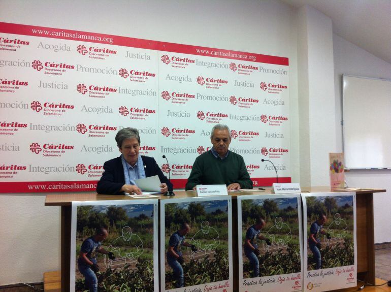 Carmen Calzada, Directora Cáritas Diocesana de Salamanca y José María Rodríguez, Secretario General de Cáritas Salamanca 