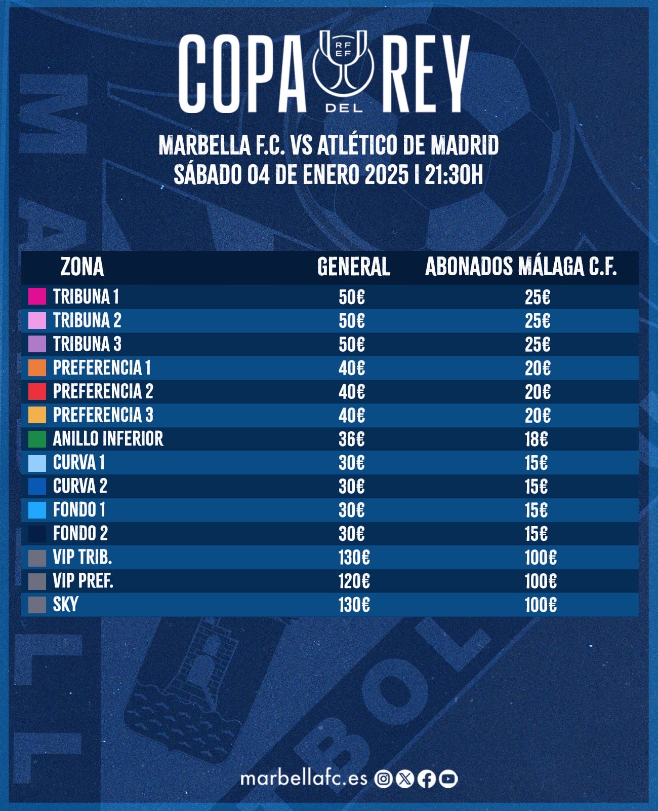 Ya están los precios para el partido de Copa del Rey entre el Marbella y el Atlético de Madrid