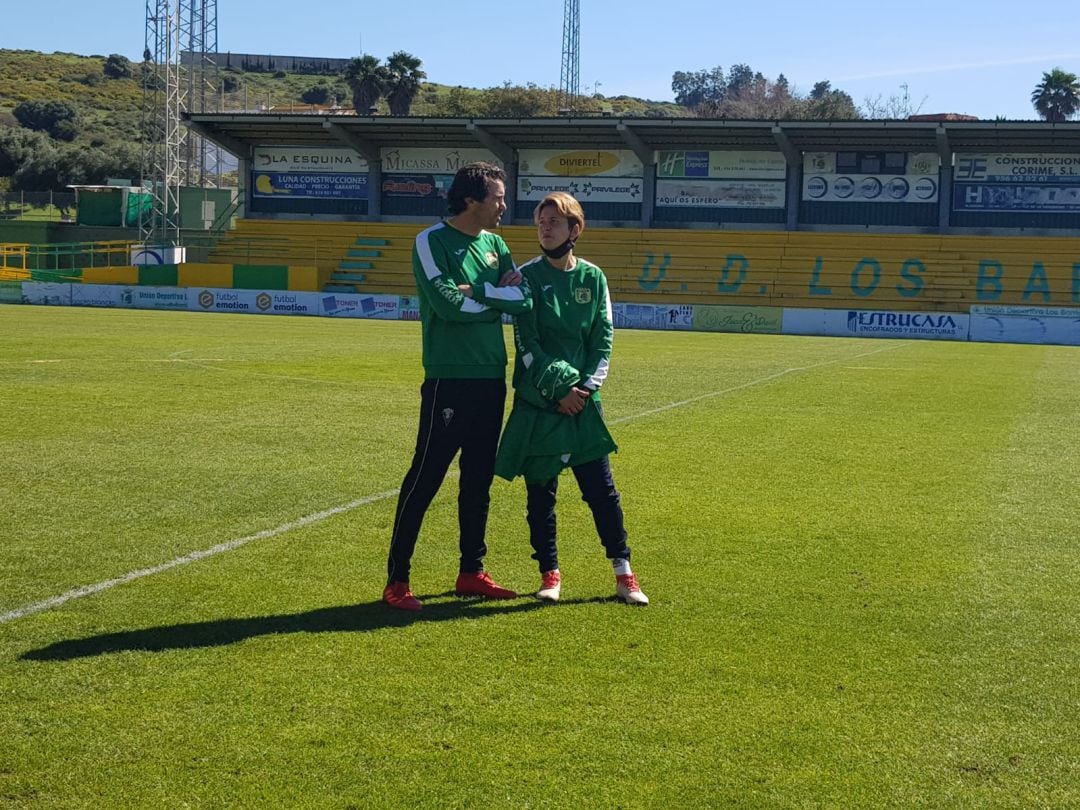 Bustos y Rosano en un entreno de la Unión.