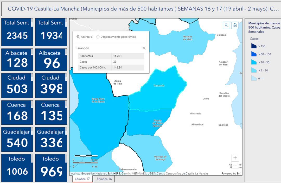 Datos de Covid-19 por municipios de Castilla-La Mancha