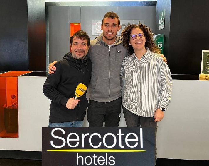 Imanol, jugador del Alcoyano, en el hotel Sercotel Ciutat d´Alcoi