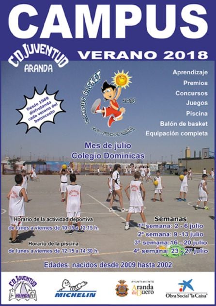 Cartel del Campus de Verano del Juventud Aranda.