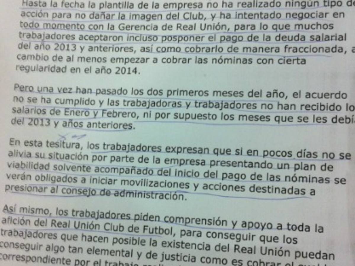 Los trabajadores del Real Unión amenazan con "iniciar movilizaciones" si el Consejo no les paga